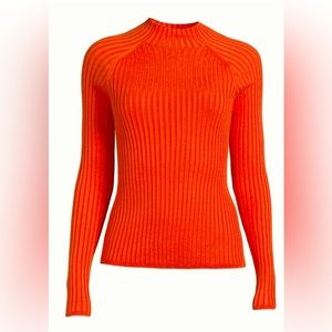 Scoop Women’s Flat  Rib Turtleneck Sweater Size US-  M  8-10 Red Orange